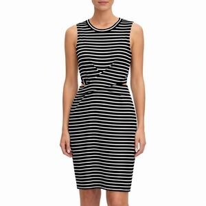 The Fifth Black White Stripe Cutout Twist Midi Dress Size XS Sleeveless Sheath